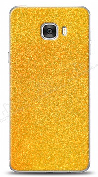 Dafoni Samsung Galaxy C7 Sarı Parlak Simli Telefon Kaplama