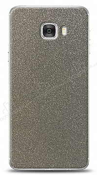Dafoni Samsung Galaxy C7 Silver Parlak Simli Telefon Kaplama