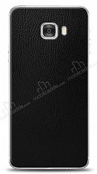 Dafoni Samsung Galaxy C7 Siyah Deri Görünümlü Telefon Kaplama