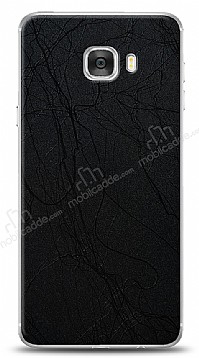 Dafoni Samsung Galaxy C7 Siyah Electro Deri Grnml Telefon Kaplama