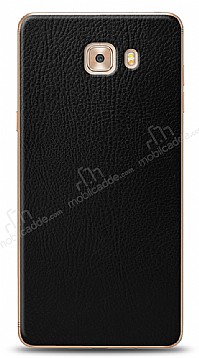 Dafoni Samsung Galaxy C9 Pro Siyah Deri Grnml Telefon Kaplama