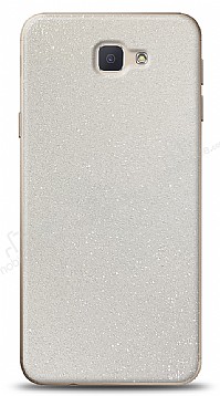 Dafoni Samsung Galaxy J5 Prime Beyaz Parlak Simli Telefon Kaplama