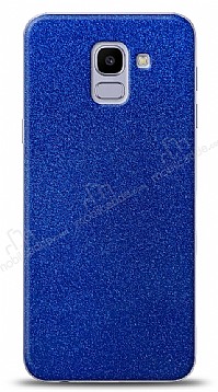 Dafoni Samsung Galaxy J6 Mavi Parlak Simli Telefon Kaplama