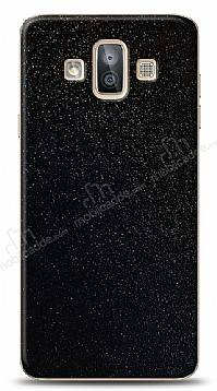 Dafoni Samsung Galaxy J7 Duo Siyah Parlak Simli Telefon Kaplama