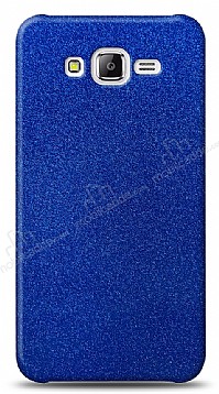 Dafoni Samsung Galaxy J7 / Galaxy J7 Core Mavi Parlak Simli Telefon Kaplama