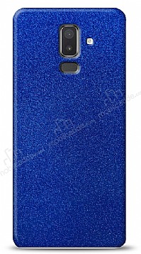 Dafoni Samsung Galaxy J8 Mavi Parlak Simli Telefon Kaplama