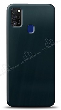 Dafoni Samsung Galaxy M21 Metalik Parlak Grnml Mavi Telefon Kaplama