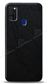 Dafoni Samsung Galaxy M21 Siyah Electro Deri Grnml Telefon Kaplama