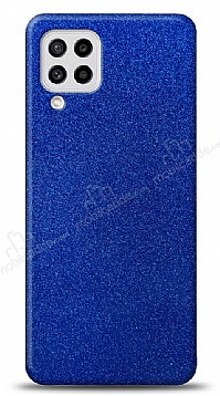 Dafoni Samsung Galaxy M22 Mavi Parlak Simli Telefon Kaplama