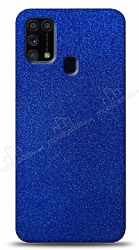 Dafoni Samsung Galaxy M31s Mavi Parlak Simli Telefon Kaplama