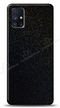 Dafoni Samsung Galaxy M51 Siyah Parlak Simli Telefon Kaplama