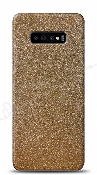 Dafoni Samsung Galaxy S10 Gold Parlak Simli Telefon Kaplama
