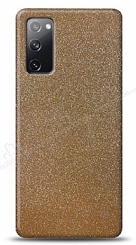 Dafoni Samsung Galaxy S20 FE Gold Parlak Simli Telefon Kaplama