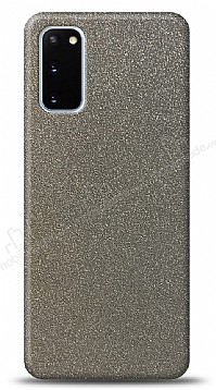 Dafoni Samsung Galaxy S20 Silver Parlak Simli Telefon Kaplama