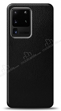 Dafoni Samsung Galaxy S20 Ultra Siyah Deri Grnml Telefon Kaplama