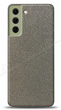 Dafoni Samsung Galaxy S21 FE 5G Silver Parlak Simli Telefon Kaplama