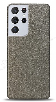 Dafoni Samsung Galaxy S21 Ultra Silver Parlak Simli Telefon Kaplama