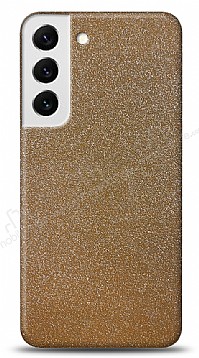 Dafoni Samsung Galaxy S22 Plus 5G Gold Parlak Simli Telefon Kaplama
