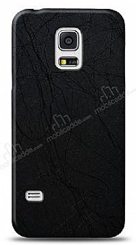 Dafoni Samsung Galaxy S5 Siyah Electro Deri Grnml Telefon Kaplama