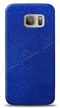 Dafoni Samsung Galaxy S7 Edge Mavi Parlak Simli Telefon Kaplama
