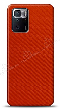 Dafoni Xiaomi Poco X3 GT Krmz Karbon Grnml Telefon Kaplama