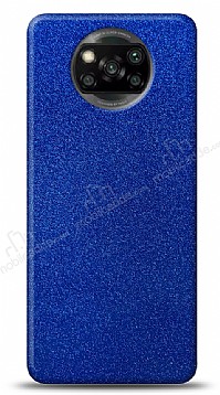 Dafoni Xiaomi Poco X3 Mavi Parlak Simli Telefon Kaplama