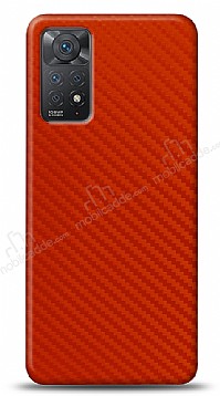 Dafoni Xiaomi Redmi Note 11 Pro Krmz Karbon Grnml Telefon Kaplama