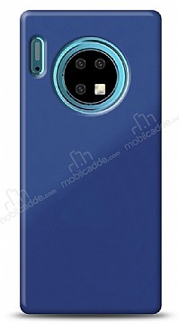 Eiroo Glass Huawei Mate 30 Silikon Kenarl Cam Lacivert Klf