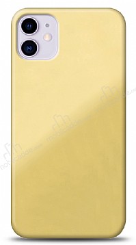 Eiroo Glass iPhone 11 Silikon Kenarl Cam Krem Klf