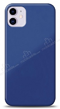 Eiroo Glass iPhone 11 Silikon Kenarl Cam Lacivert Klf
