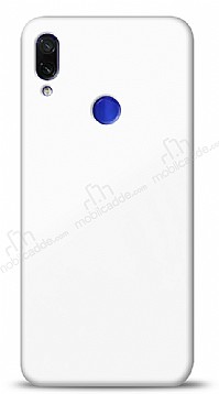 Eiroo Glass Xiaomi Redmi Note 7 Pro Silikon Kenarl Cam Beyaz Klf