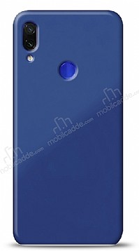 Eiroo Glass Xiaomi Redmi Note 7 Pro Silikon Kenarl Cam Lacivert Klf