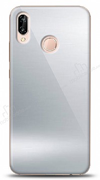 Eiroo Huawei P20 Lite Silikon Kenarl Aynal Silver Klf