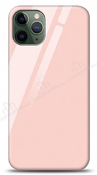 Eiroo iPhone 11 Pro Max Silikon Kenarl Pembe Cam Klf
