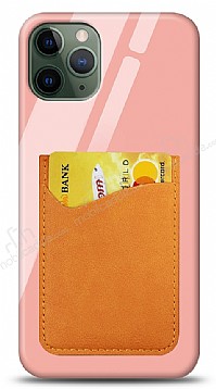 Eiroo iPhone 11 Pro Silikon Kenarl Kartlkl Turuncu Cam Klf