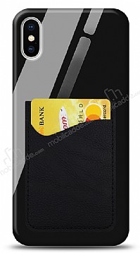 Eiroo iPhone X / XS Silikon Kenarl Kartlkl Siyah Cam Klf