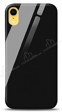 Eiroo iPhone XR Silikon Kenarl Siyah Cam Klf