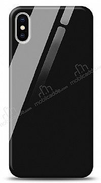 Eiroo iPhone XS Max Silikon Kenarl Siyah Cam Klf