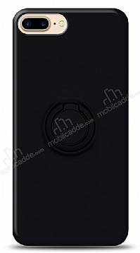 Eiroo Ring Color iPhone 7 Plus / 8 Plus Yzk Tutuculu Siyah Silikon Klf