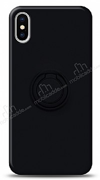 Eiroo Ring Color iPhone XS Max Yzk Tutuculu Siyah Silikon Klf
