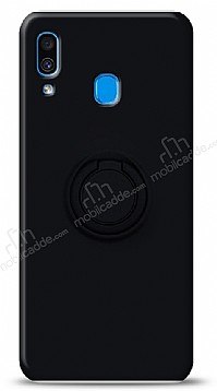 Eiroo Ring Color Samsung Galaxy A20 / A30 Yzk Tutuculu Siyah Silikon Klf