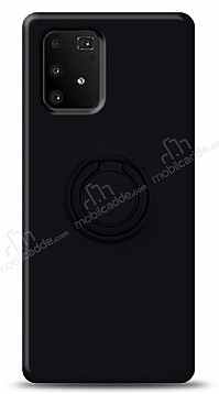 Eiroo Ring Color Samsung Galaxy S10 Lite Yzk Tutuculu Siyah Silikon Klf
