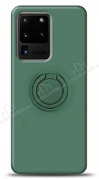 Eiroo Ring Color Samsung Galaxy S20 Ultra Yzk Tutuculu Koyu Yeil Silikon Klf
