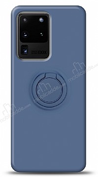 Eiroo Ring Color Samsung Galaxy S20 Ultra Yzk Tutuculu Lacivert Silikon Klf