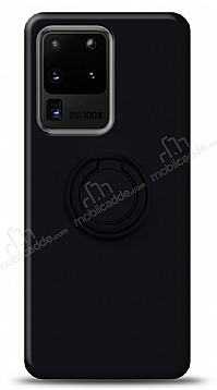 Eiroo Ring Color Samsung Galaxy S20 Ultra Yzk Tutuculu Siyah Silikon Klf