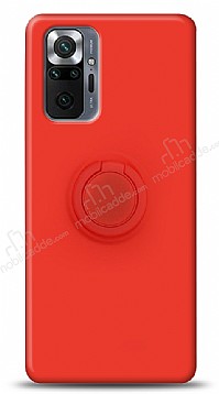Eiroo Ring Color Xiaomi Redmi Note 10 Pro Yzk Tutuculu Krmz Silikon Klf