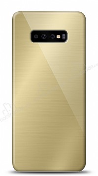 Eiroo Samsung Galaxy S10 Plus Silikon Kenarl Aynal Gold Klf
