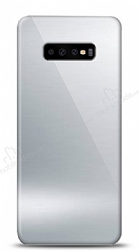 Eiroo Samsung Galaxy S10 Plus Silikon Kenarl Aynal Silver Klf