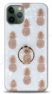 Eiroo Satin iPhone 11 Pro Max Pineapple Yzk Tutuculu Silikon Klf