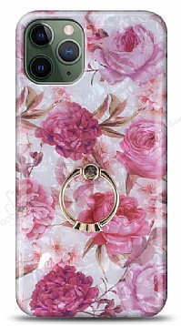 Eiroo Satin iPhone 11 Pro Max Pink Roses Yzk Tutuculu Silikon Klf